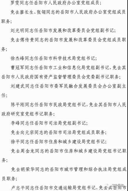 岳阳政府人事任免最新动态